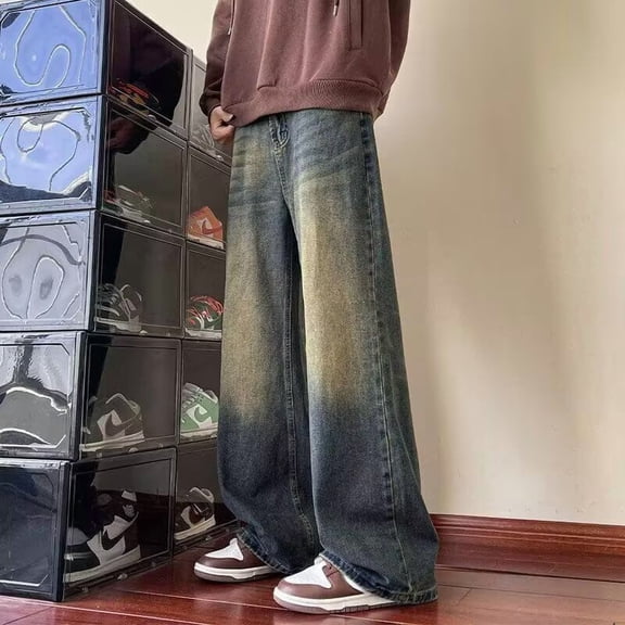 Denim Fashion Unisex High Waist Vintage blue Wide Leg Jeans Denim Pants For Men And Women