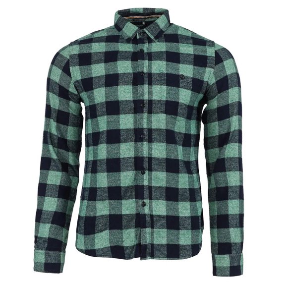 Denim Flower Men's Flannel Plaid Shirt