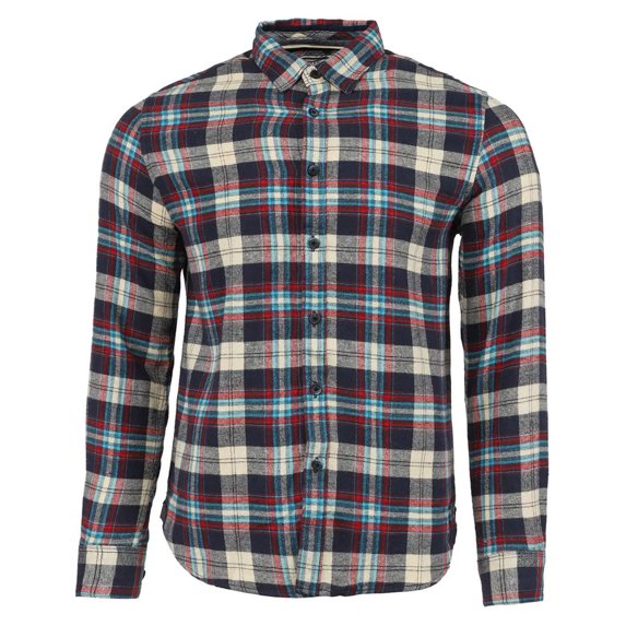 Denim Flower Men's Flannel Plaid Shirt