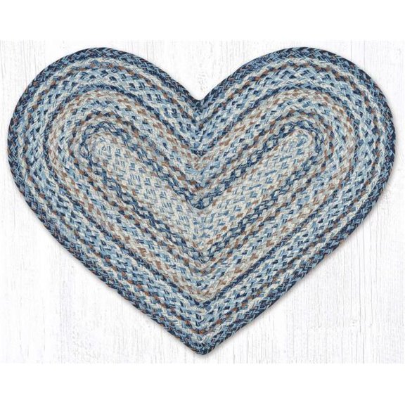 Denim Heart Braided Rug - 20 x 30 in. - Natural Jute Fiber - Durable Design