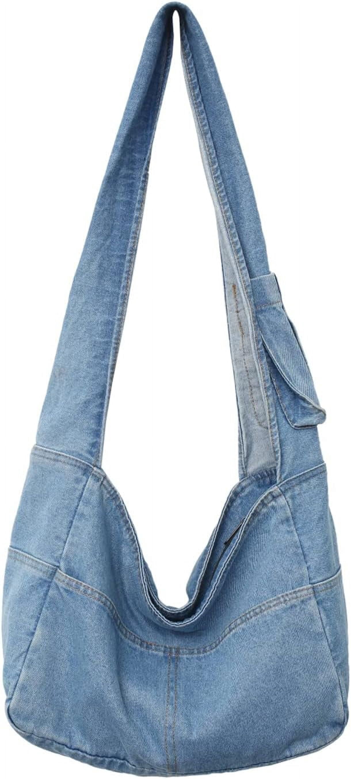 Denim Hobo Bags for Women Retro Jean Shoulder Bag Casual Jean Tote Handbags Vintage Satchel Bags