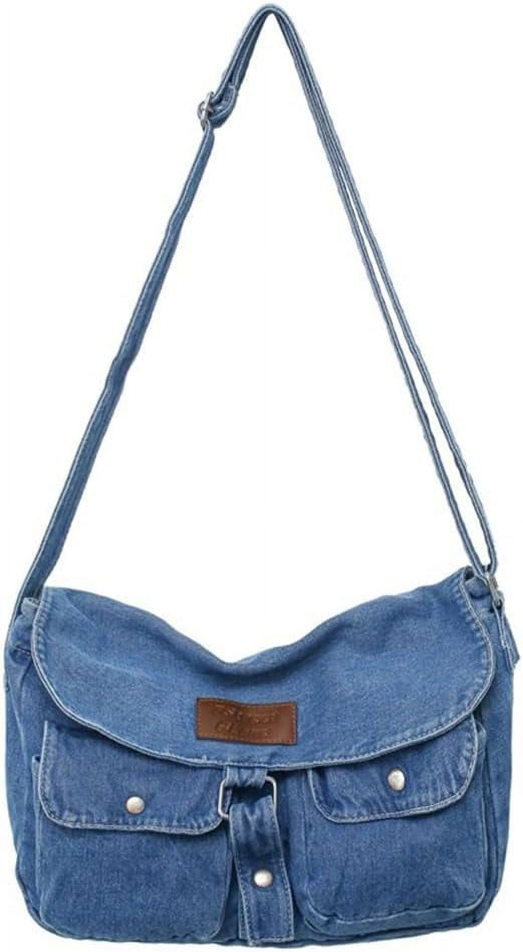 Denim Hobo Crossbody Bag for Women Large Shoulder Handbag Messenger Bag Retro Tote Bag for Casual Work Travel