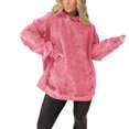thumbnail image 1 of Denim Hoodie, Yigetop Ladies' Long Sleeve Pullover Sweatshirts Versatile Loose Hooded Pullover Denim Sweatshirt Jean Hoodie Women, Watermelon Red M, 1 of 4