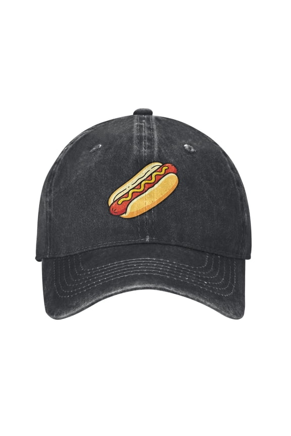 Denim Hot Dog Baseball Cap Adjustable Casual Hot Dog Hat Gifts for Men Women Adults Outdoor and Daily Use