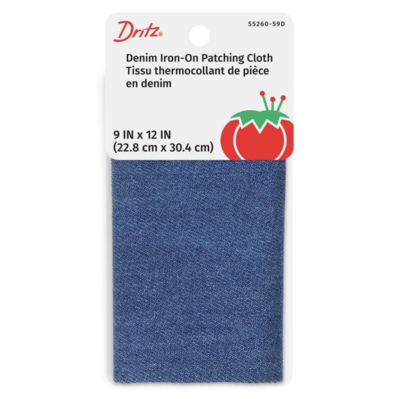 Dritz Denim Iron-On Patching Cloth, 9 x 12-Inch, 1 Count, Faded Blue