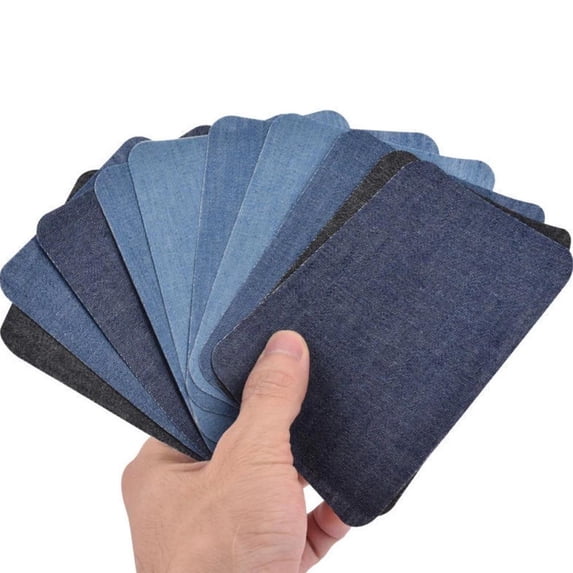 Denim Iron-On Repair Patches For Jeans And Clothing Made Of Cotton In Four Colors With Adhesive Backing
