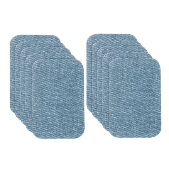 Denim Iron-on Patches, 12Pcs Sew-on Fabric Patches for Jeans Clothing Repair Shades Decoration Kit, Light Blue 3 x 1.9"