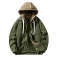 thumbnail image 1 of Denim Jacket For Men Fashion Casual Fales Two Piece Hooded Corduroy Long Sleeved Puffer&nbsp;Jacket&nbsp;Men,Green,4XL, 1 of 4