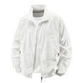 thumbnail image 1 of Denim Jacket for Men Solid Color Hoodless Stand Collar Breathable Long Sleeve Track Thin Mens Autumn and Winter Jackets,White,XL, 1 of 2