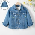 thumbnail image 1 of Denim Jacket Girls Long Sleeve Button down Embroidery Jacket Kids Spring Jacket Clothes for Girls 6-7 Years, 1 of 4