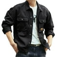 thumbnail image 1 of Denim Jacket Men Slim Fit Qiggri Men's Denim Jacket Cargo Button Male Jean Outwear Mens Jackets Casual, 1 of 9
