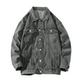 thumbnail image 1 of Denim Jacket Men Slim Fit Qiggri Men's Solid Color Button Pocket Long Sleeved Denim Jacket, 1 of 2