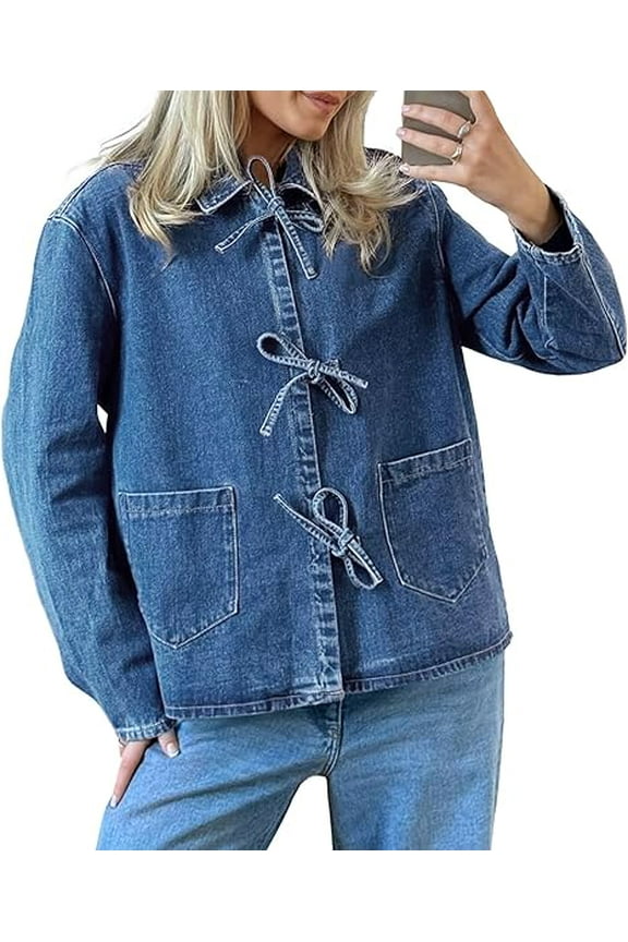 Denim Jacket, Tie Front, Women's
