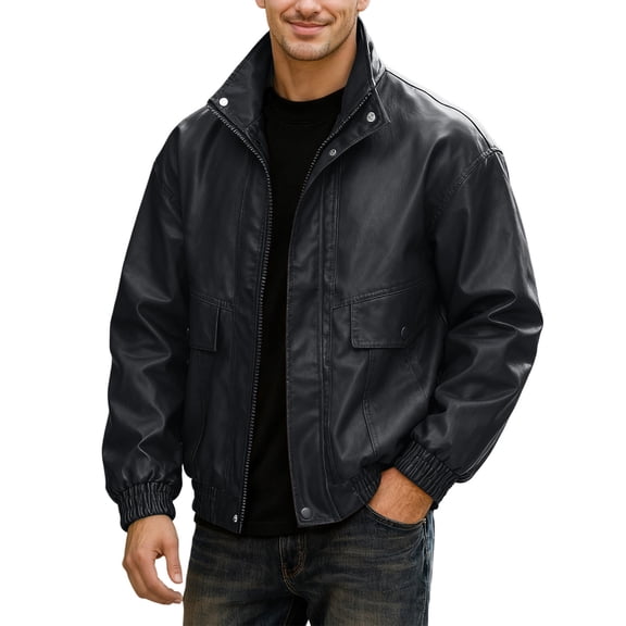Denim Jacket for Men Oversized Stand Collar Style Mens Workout Clothing,Black,3XL