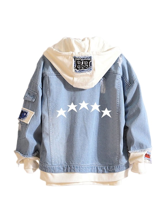 Denim Jacket for Men Vintage Washed Jean Coat Button Up Casual Outerwear for Everyday Wear and Outdoor Activities