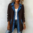 thumbnail image 1 of Denim Jacket for Women Cardigan Patchwork Jacket Casual Long Sleeve Loose Button Down Collared Shacket, 1 of 8
