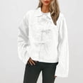 thumbnail image 1 of Denim Jacket for Women Lapel Denim Jacket Long Sleeve Pocket Solid Casual Bandage Coat Outwear Jacket,Womens Coats Plus Size White XL, 1 of 3