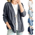 thumbnail image 1 of 2026 New Women's Classic Button Front Denim Jacket – V-Neck, Breathable Fabric & Relaxed Fit Jean Jacket Cardigan, 1 of 10