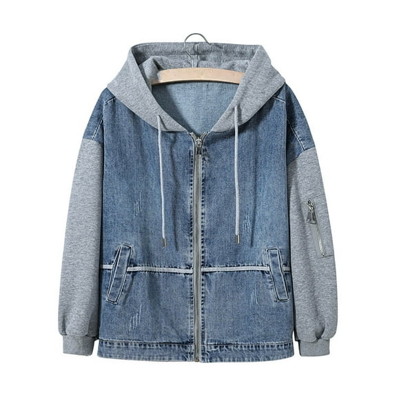 Denim Jacket for Women Long Sleeve Denim Jacket Button Pocket Outerwear,Womens Coats Plus Size Light Blue XXXL