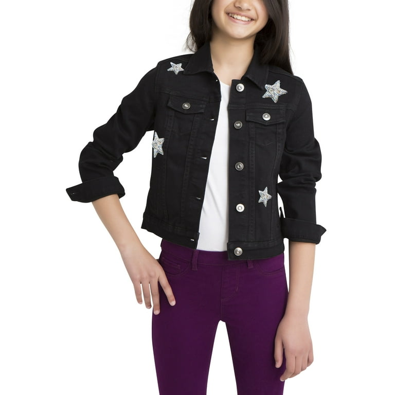 Girls denim deals jacket with patches