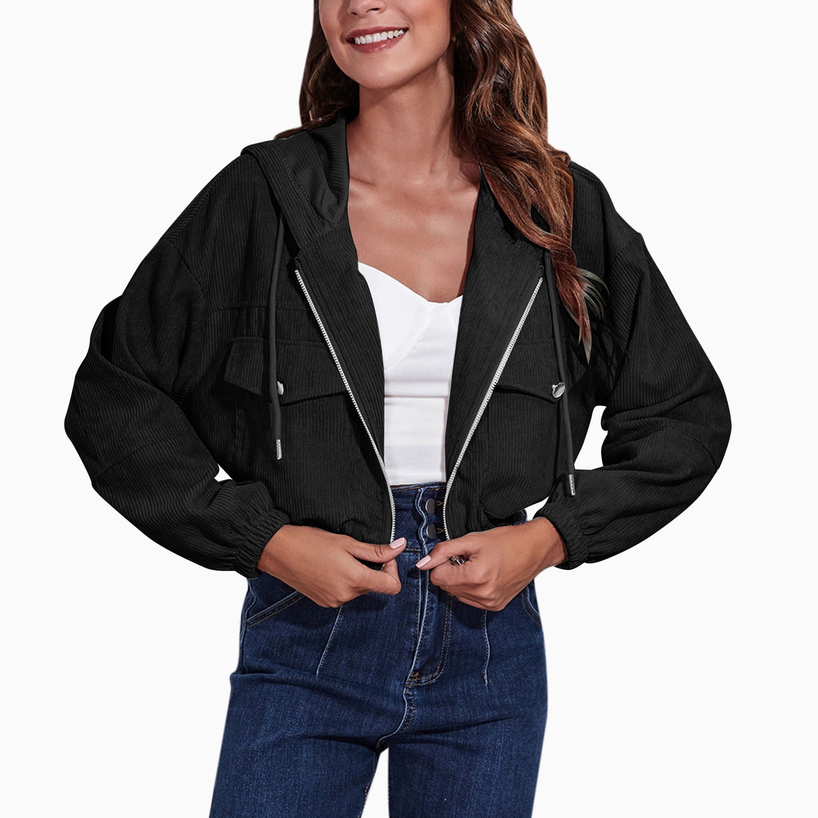 Denim jacket puffy shoulders top