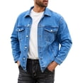thumbnail image 1 of Denim Jackets for Men Trucker Jean Jacket Unlined Coats Spring Fall Outfits(Light Blue,L), 1 of 8
