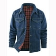 thumbnail image 1 of Denim Jackets for Men with Pockets and Collared Button-Down Jean Coats Mens Trendy Solid Color Long Sleeve Plaid Streetwear Outerwear Jacket, 1 of 8