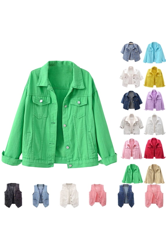 Denim Jackets for Women Plus Size Short Sleeve Versatile Jean Cardigan Jacket Thin Shawl Top Blouse
