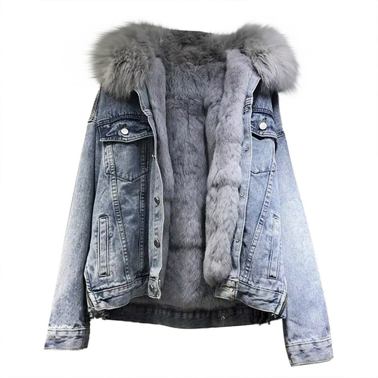 Denim Jackets for Women Trendy Denim Jacket for Women Plus Size Loose Padded Blue Denim Jacket Walmart