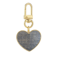 thumbnail image 1 of Denim Jean Cowboy Lining Textile Gold Heart Keychain Metal Keyring Holder, 1 of 3