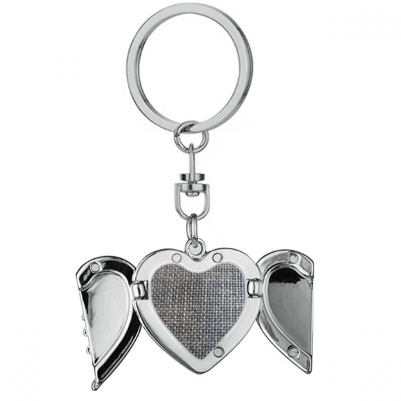 Denim Jean Cowboy Lining Textile Heart Angel Wing Key Chain Holder