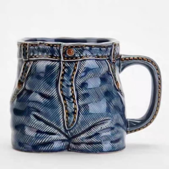 Denim Jeans Ceramic Coffee Mug Textured Novelty Cup for Home Office Kitchen Desk Decor Gift