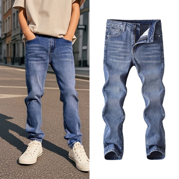 Denim Jeans for Boys Boy's Skinny Fit Stretch Blue Jeans Boys School Clothes Teen Clothes for Teen Boys 11-12 Years