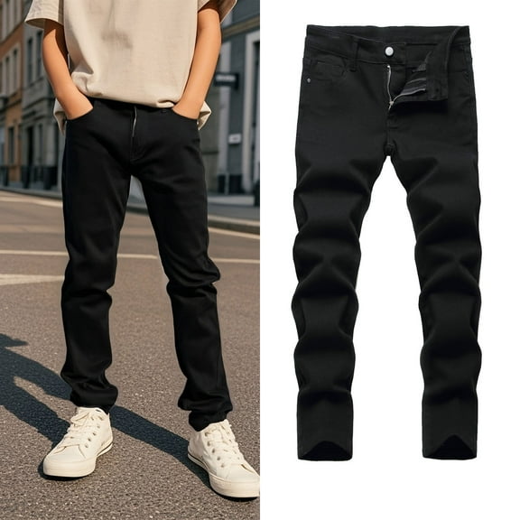 Denim Jeans for Boys Boys Slim Fit Black Pants for Kids Back to School Clothes Kids Boy Pants Size 6-7 Years