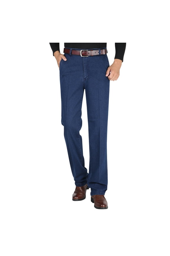 Denim Jeans for Men Men High Waist Straight Fit Jeans High Waist Straight Fit Stretch Denim Men's Pants Blue 32