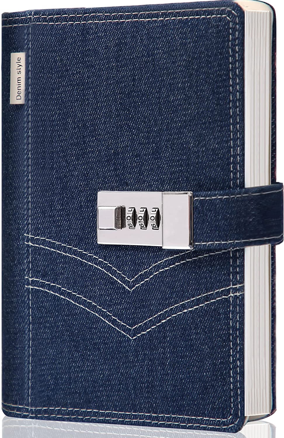 Denim Journal with Lock for Women. Refillable Locking Journal for