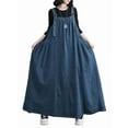 thumbnail image 1 of Denim Jumper Dress for Women Loose Version Baggy Style Maxi Length Adjustable Straps Wide Hemline Blue XL, 1 of 6