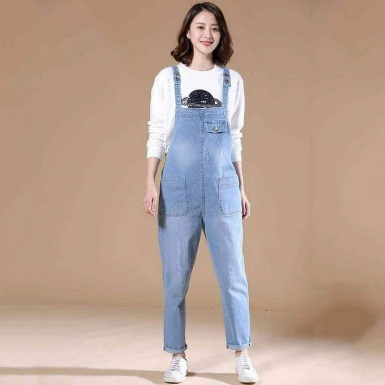 Denim Jumpsuits for Women Straight Pants Vintage One Piece Outfit Women Clothing Safari Style Loose Lantern Jeans Casual Rompers SH Walmart