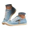 thumbnail image 1 of Denim Low Top Canvas Shoes for Women Girls Casual Zipper Fashion Sneakers Walking Flats with Arch Support, 1 of 8