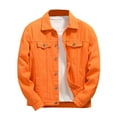 thumbnail image 1 of Denim Men's Denim JacketsMen's Spring and Autumn Orange Denim Jacket Loose and Casual Orange 2XL, 1 of 6