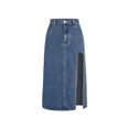 thumbnail image 1 of Denim Midi Skirt with Slit, 1 of 8