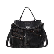 Denim Mini Backpack Purse for Women, Lightweight Casual Daypack with Adjustable Straps, Compact Travel Handbag