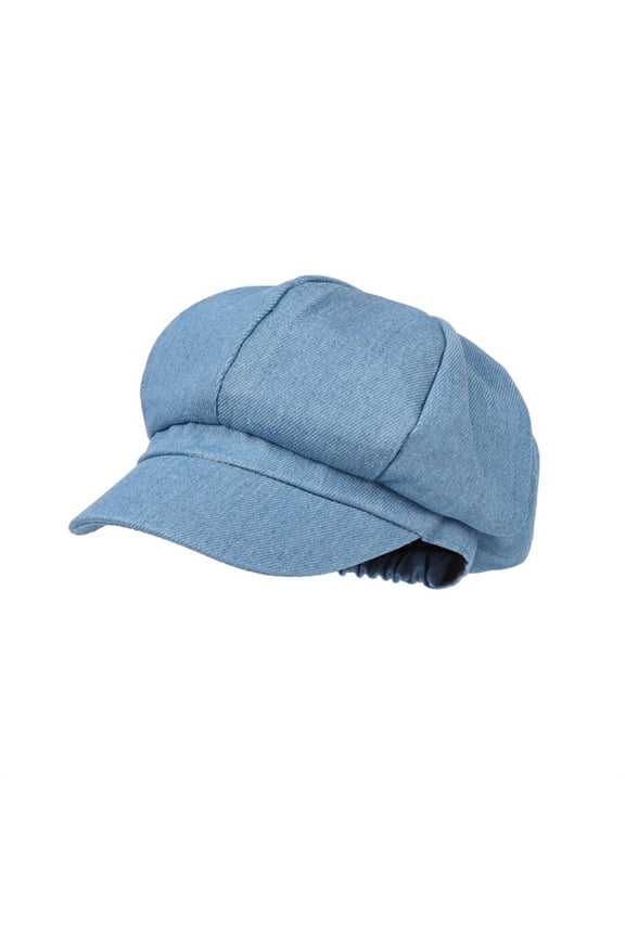 Denim Newsboy Cap for Casual Boy Hat with Brim Unisex Soft Peaked Hats Light Blue One Size