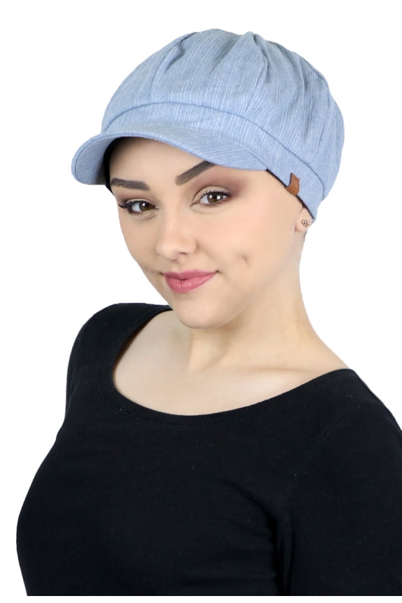 Denim Newsboy Cap for Women Cabbie Gatsby Summer Hats Ladies Chemo Headwear Head Coverings Denim Indigo