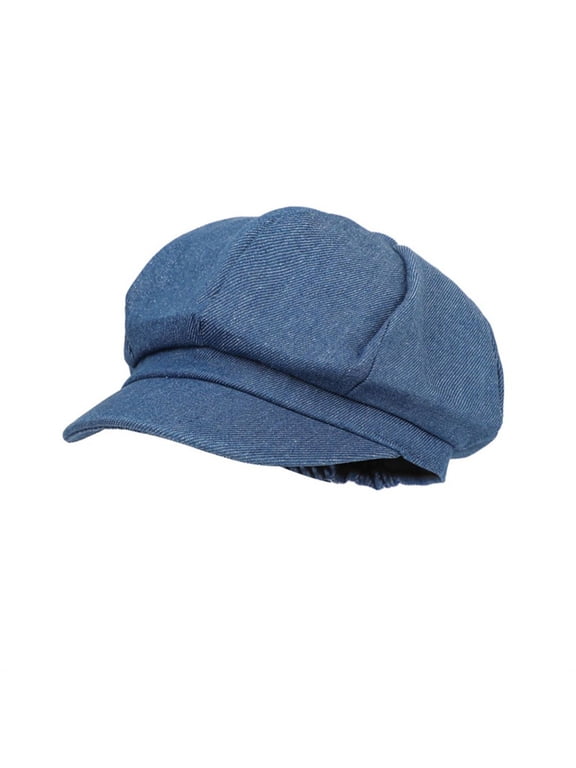 Denim Newsboy Cap with Soft Brim, Unisex Casual Peaked Hat, Vintage Style Everyday Headwear