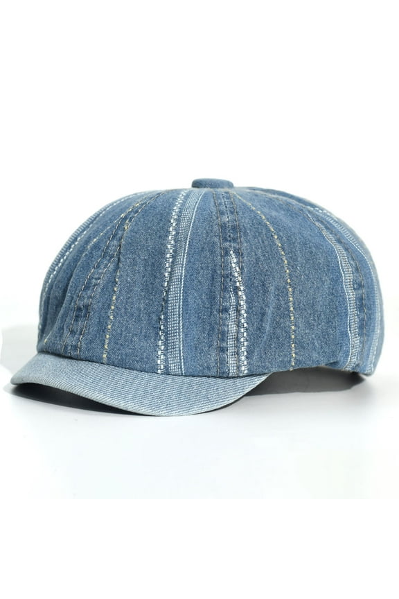 Denim Newsboy Caps Casual Outdoor Retro Beret Hats Octagonal Hat Fashion Solid Flat Caps Gatsby Driving Cabbie Cap Washed Cotton Denim Beret Cap Vintage Artist Painter Beret Hat Unisex Octagonal hat