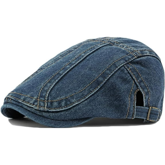 Denim Newsboy Hats Flat Cap for Men Women Adjustable Ivy Gatsby Cabbie Driving Hat