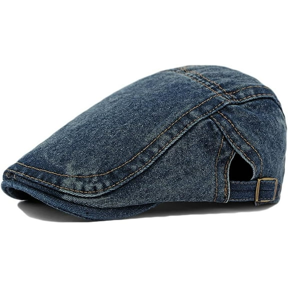Denim Newsboy Hats Flat Cap for Men Women Adjustable Ivy Gatsby Cabbie Driving Hat