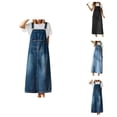 thumbnail image 1 of Denim Overall Dress for Women Summer Loose Casual Adjustable Strap A Line Midi Jean Dress, 1 of 4
