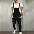thumbnail image 1 of Denim Overalls Men Slim Fit Jumpsuit Big and Tall Suspender Pants with Adjustable Strap Regular Fit Bib Jumsuits Black M, 1 of 7